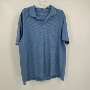 Peter Millar Mens Golf Polo Size XXL Blue Striped Cotton Blend Activewear‎
